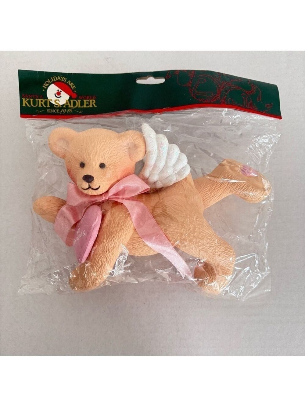 Kurt Adler Santa’s World Baby First Christmas Ornament Baby Girl Pink Dog Angel